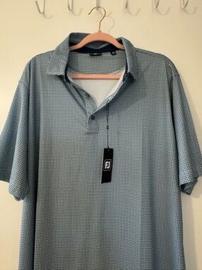 Never Used - FootJoy Men’s Light Blue Micro Geo Polo